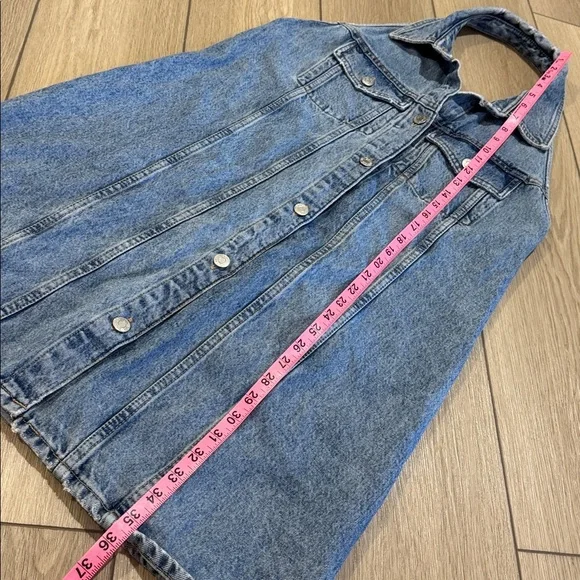 Zara Denim Button Front Halter Dress Size XL - Picture 7 of 10